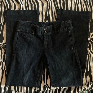 low rise flare dark navy denim jeans